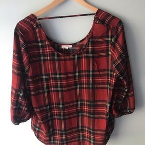 Red plaid blouse